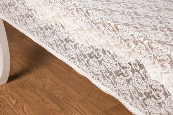 Finezza Gül Lüx Raşel Dantel Krem Masa Örtüsü 155x220 cm  - 1287 - 6