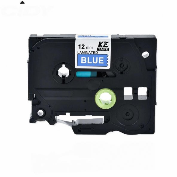 PP Brother Tze-535 12 mmX  Mavi üzerine Beyaz Laminasyonlu Etiket MUADİL