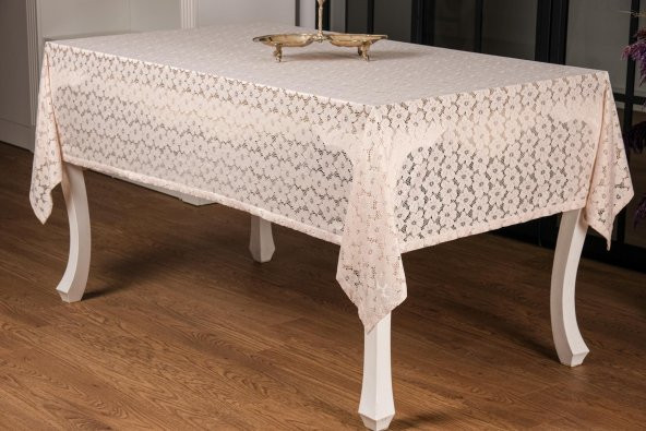 Finezza Lilyum Lüx Raşel Dantel Bej Masa Örtüsü 155x220 cm  - 1290 - 2