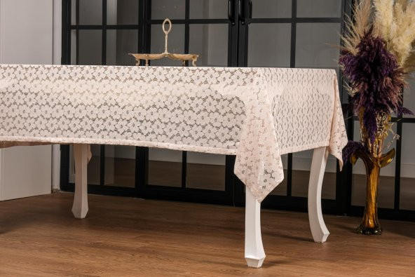 Finezza Lilyum Lüx Raşel Dantel Bej Masa Örtüsü 155x220 cm  - 1290 - 3