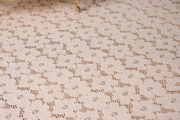 Finezza Lilyum Lüx Raşel Dantel Bej Masa Örtüsü 155x220 cm  - 1290 - 7