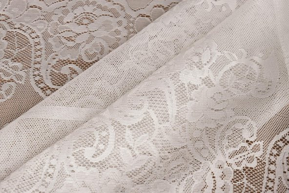 Finezza Orkide Lüx Raşel Dantel Krem Masa Örtüsü 155x220 cm  - 1291 - 9