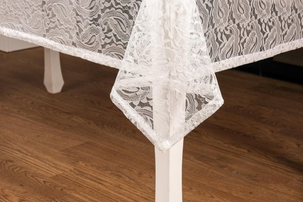 Finezza Şal Lüx Raşel Dantel Krem Masa Örtüsü 155x220 cm  - 1292 - 4