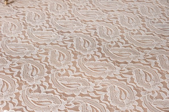 Finezza Şal Lüx Raşel Dantel Krem Masa Örtüsü 155x220 cm  - 1292 - 6