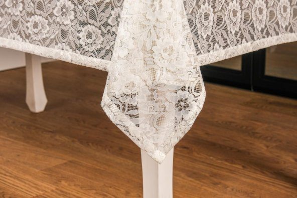 Finezza Yonca Lüx Raşel Dantel Krem Masa Örtüsü 155x220 cm  - 1293 - 3