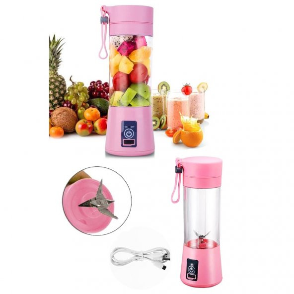 Mini Portatif Taşınabilir Mobil Kişisel Şarjlı Blender 380 ml