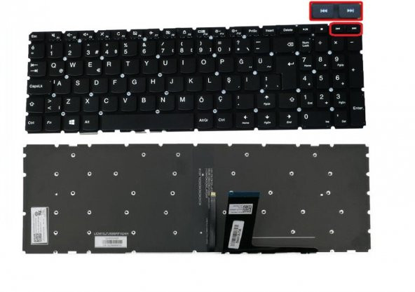 Lenovo ideaPad 310-15IKB Notebook Klavye - Tuş Takımı / Siyah - TR - ışıklı - 2