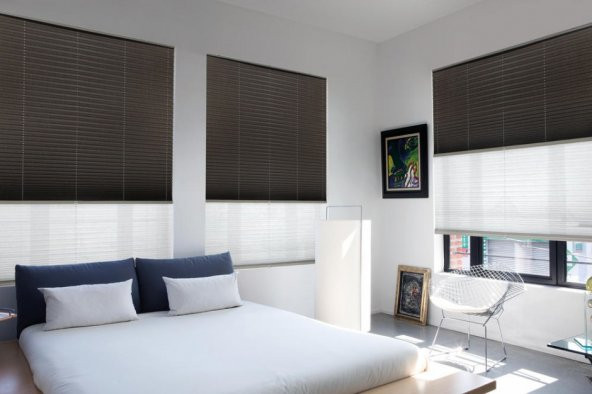 Katlanır Cam Balkon Perdesi - Plicell Plise Perde - Ofis Perdesi - Çiftli Sistem