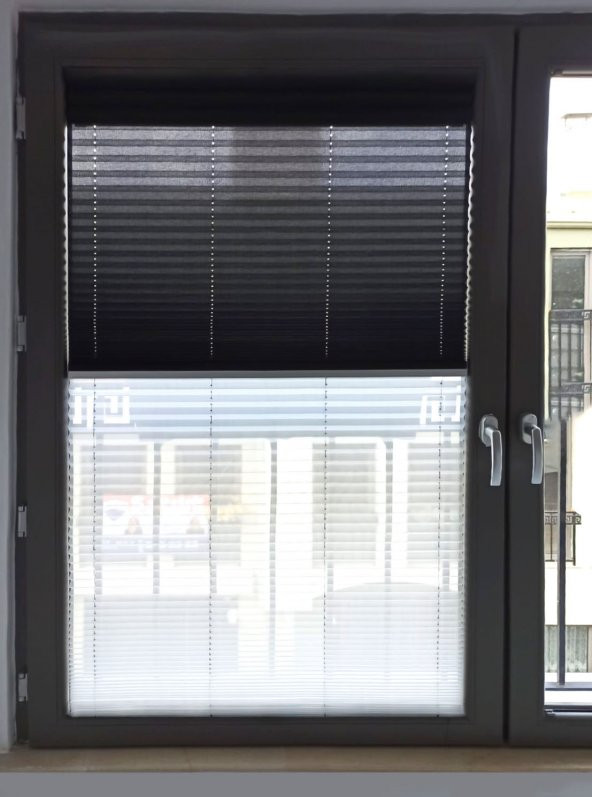 Katlanır Cam Balkon Perdesi - Plicell Plise Perde - Ofis Perdesi - Çiftli Sistem - 4