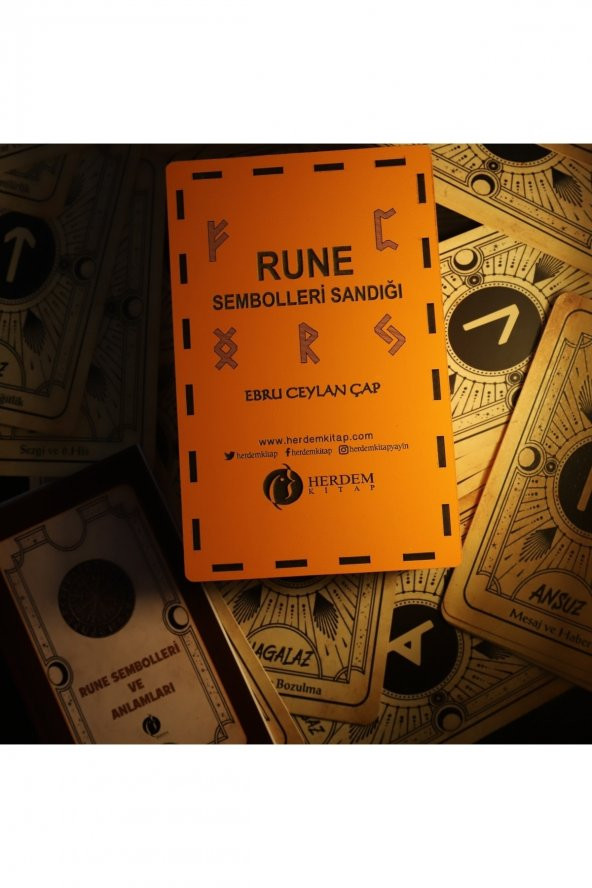 Rune Sembolleri Sandığı Ahşap Kutulu & Ebru Ceylan Çap - 5