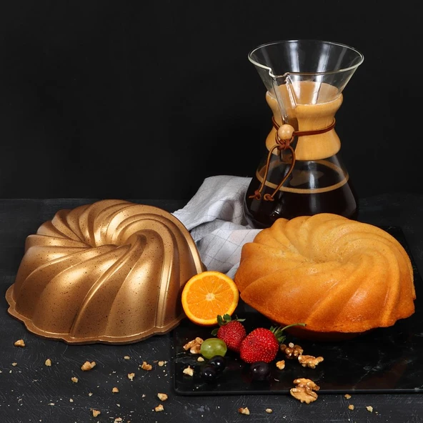 Serenk Fun Cooking Rüzgar Gülü Kek Kalıbı - 24 cm Alüminyum Döküm, Yanmaz Yapışmaz Granit Kaplama - Resim 6