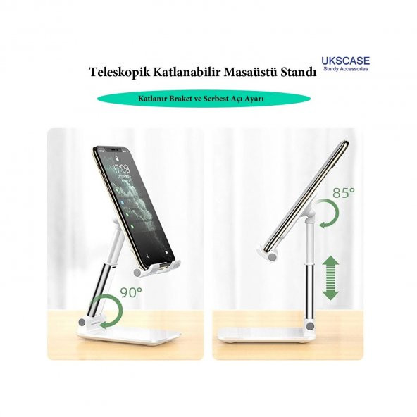 MA01 Telefon Tablet Tutucu Katlanabilir Ayarlanabilir Yükseklik - 5