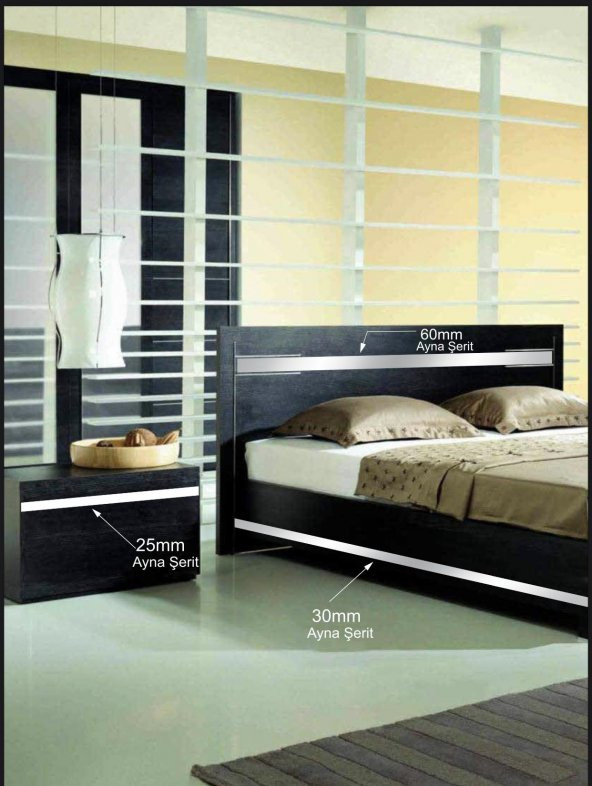 15 mm x 2800 mm Siyah Sibu Aynalı Pleksi Şerit Mobilya Süsü - 3