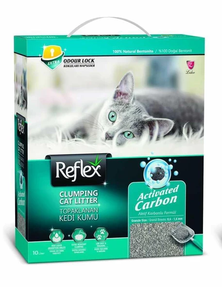 Reflex Aktif Karbonlu Topaklanan Kedi Kumu 10 Lt