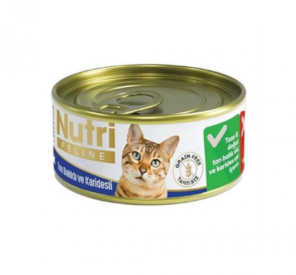 Nutri Feline Tahılsız Ton Balıklı Karidesli Kedi Konservesi 85 Gr