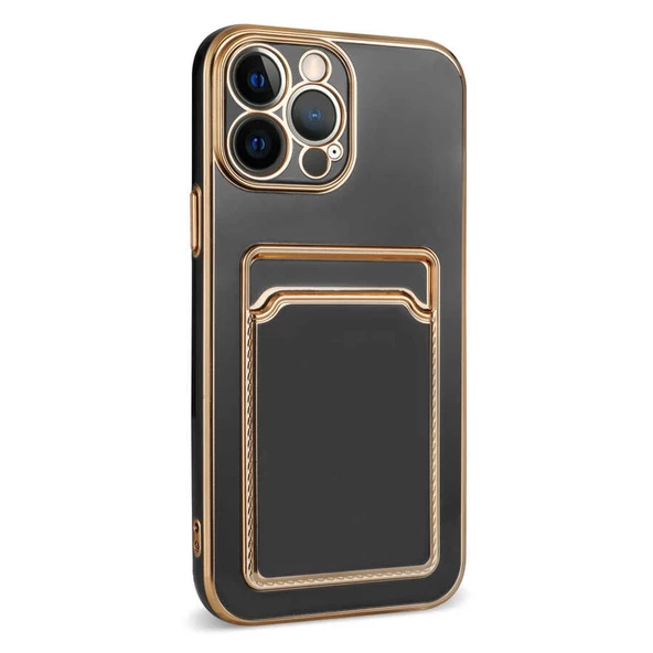 Apple iPhone 12 Pro Max Kılıf Bark Kartlıklı Kenarları Altın Renk - Resim 9