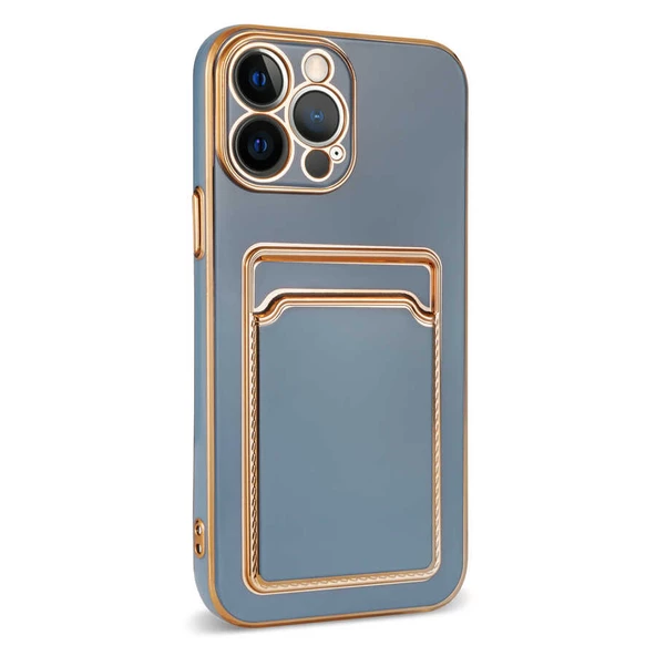 Apple iPhone 12 Pro Max Kılıf Bark Kartlıklı Kenarları Altın Renk - Resim 11