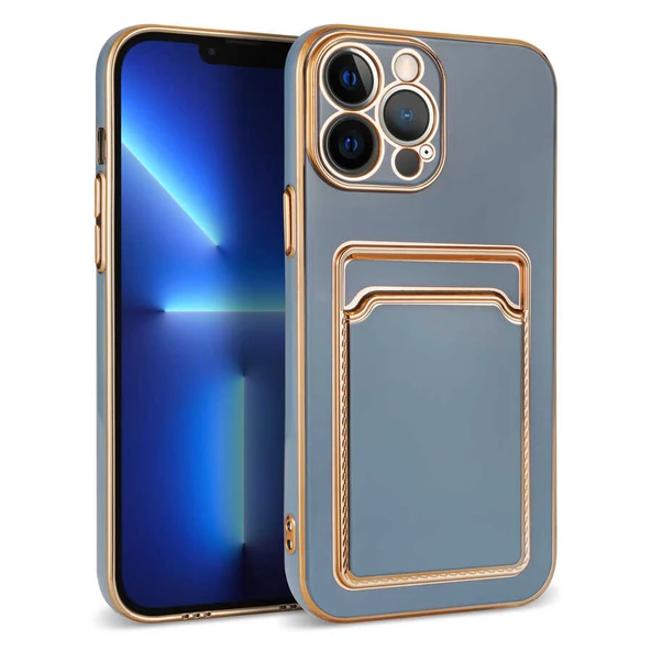 Apple iPhone 12 Pro Max Kılıf Bark Kartlıklı Kenarları Altın Renk ürün görseli 1