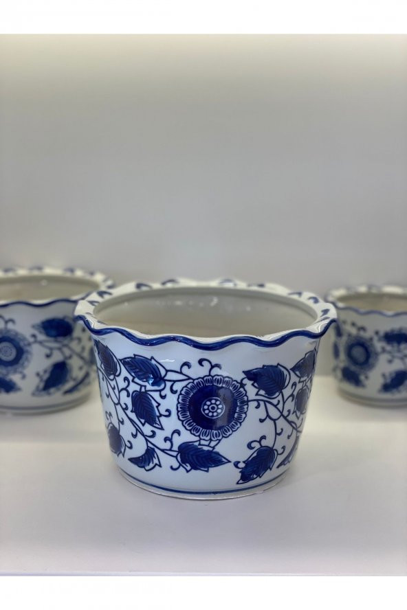Bleu Blanc ‘allure’ Büyük Boy Seramik Saksı