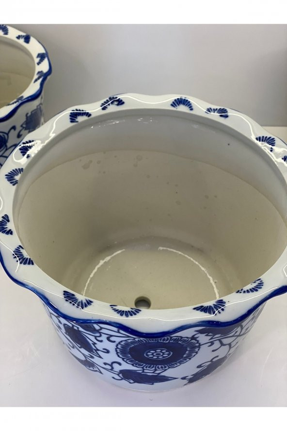 Bleu Blanc ‘allure’ Büyük Boy Seramik Saksı - 2