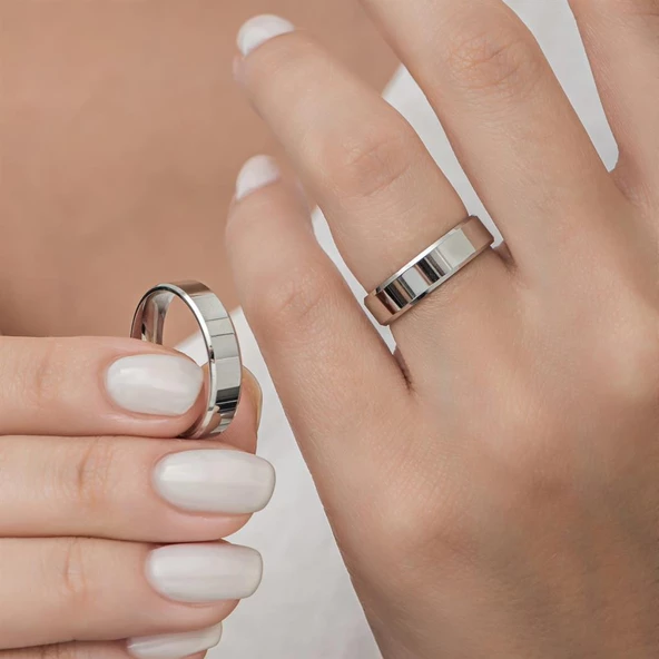 6 mm Bombeli Çatı Modeli Düz Klasik Gümüş Tek Alyans Yüzük - 7