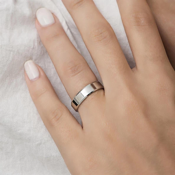 6 mm Bombeli Çatı Modeli Düz Klasik Gümüş Tek Alyans Yüzük - 9