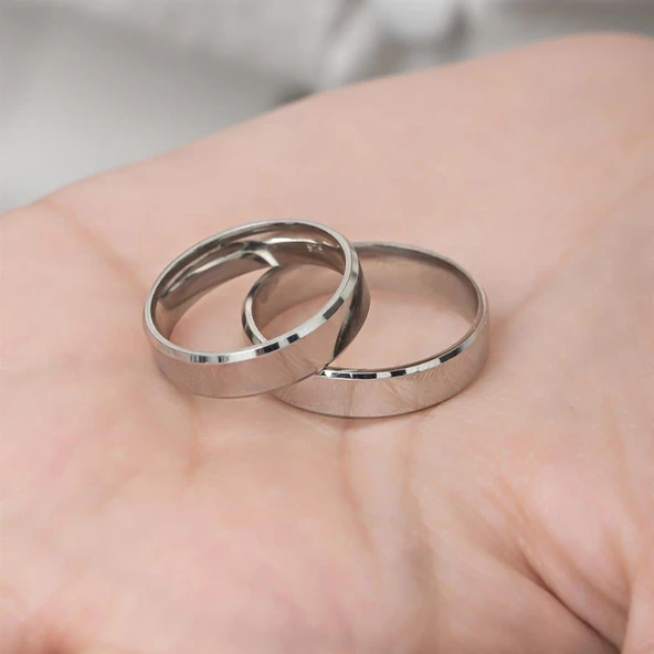 6 mm Bombeli Çatı Modeli Düz Klasik Gümüş Tek Alyans Yüzük - 8