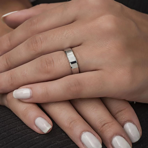 6 mm Bombeli Çatı Modeli Düz Klasik Gümüş Tek Alyans Yüzük - 11