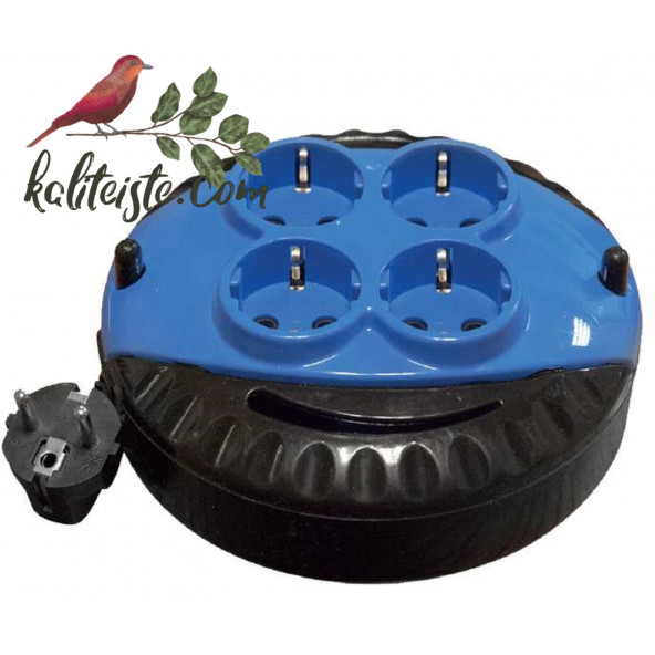 Makaralı Uzatma Kablosu 3 Metre ve 4 Topraklı Priz