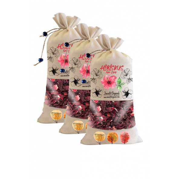 3 Adet Bez Torba Hibiskus Nar Çiçeği 240 Gr. X 3 Ad. Yeni Mahsül Seçme Bamya Çiçeği Çayı 720 Gr.