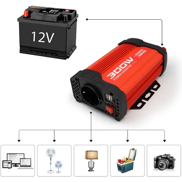 KOBB KBN300 12V/220V 300Watt Modifiye Sinüs Dönüştürücü İnvertör - 6