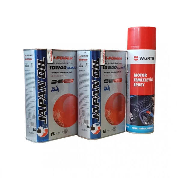 Japan Oil 10W40 Sentetik Motosiklet Motor Yağı 1 Lt (Ü:2022) + Motor Temizleme Spreyi