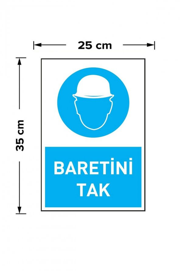 İş Güvenliği Levhası Baretini Tak Uyarı - İşaret Levhası(Bant Hediye) - 3