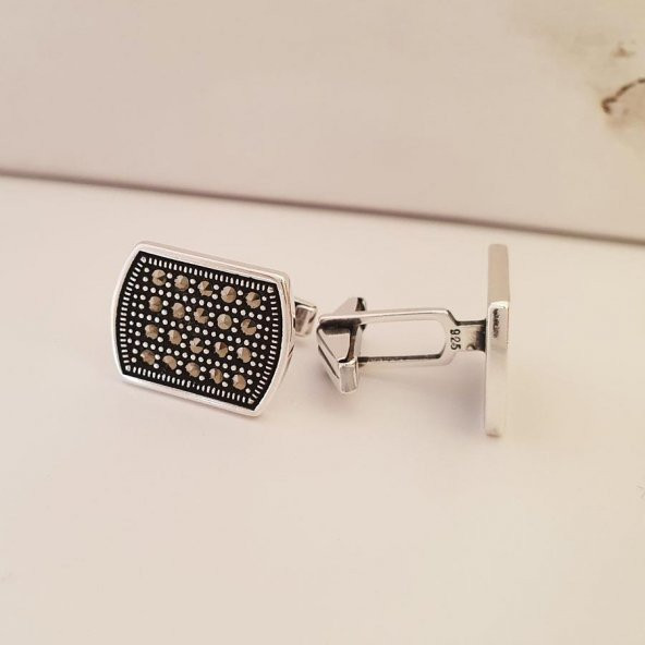 Gümüş Pazarım Köşeli Klasik Gümüş Kol Düğmesi - 2