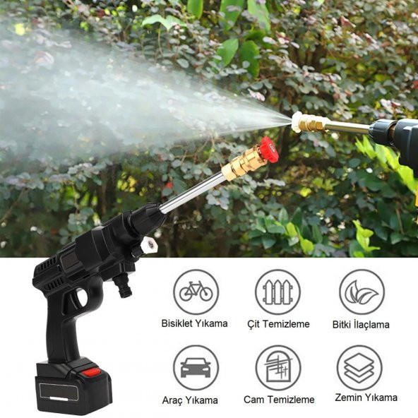 Taşınabilir Akülü Yıkayıcı 24v Yüksek Basınçlı 200w 30 Bar Lityum Pil - 8