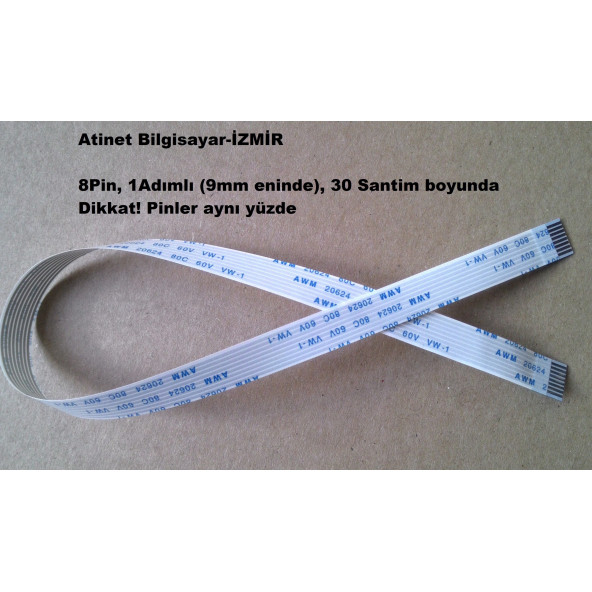 Awm 20624 80C 60V Vw-1 Flex Kablo 8 Pin 1Mm Adım 30Cm 8-1-30A