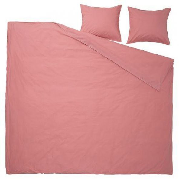Çift Kişilik Nevresim Takımı, Şeker Pembe Renk MeridyenDukkan 240x220 Düz Desen %100 Pamuk,Çarşafsız - 2