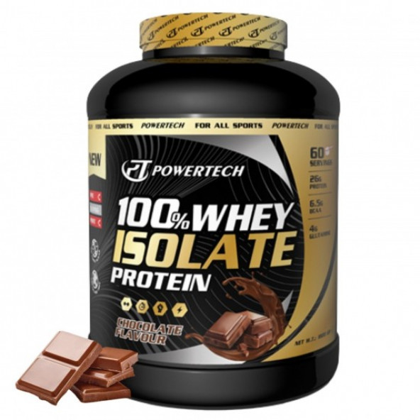 Powertech 100 Isolate Whey Protein Tozu ( Izole Whey Protein ) 1800 Gr Çikolata Aromalı