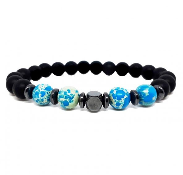 Varasit & Hematit & Oniks Erkek Doğal Taş Bileklik