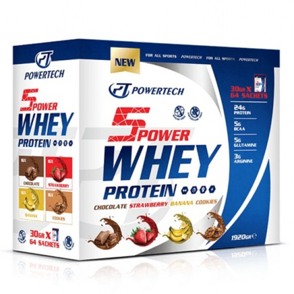 +3 Hediye Powertech 5Power Whey Protein 72 Şase Mix (Karışık) Aromalı