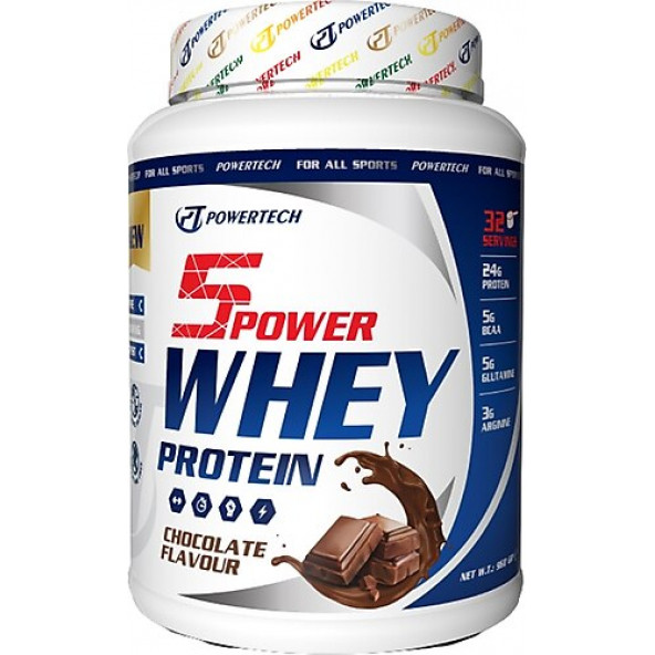 +2 Hediye Powertech 5Power Whey Protein 960 Gr Çikolata Aromalı