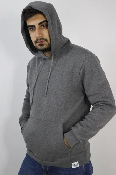 Hnc&Man 22-6299 Erkek Antrasit Kanguru Cepli Sweatshirt