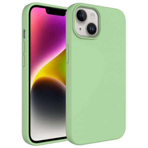 Vendas iPhone 14 Plus Uyumlu (14 Plus) Kivi Serisi Water Tecnology Kamera Çıkıntılı Silinebilir Pastel Colour Sert Silikon Kılıf