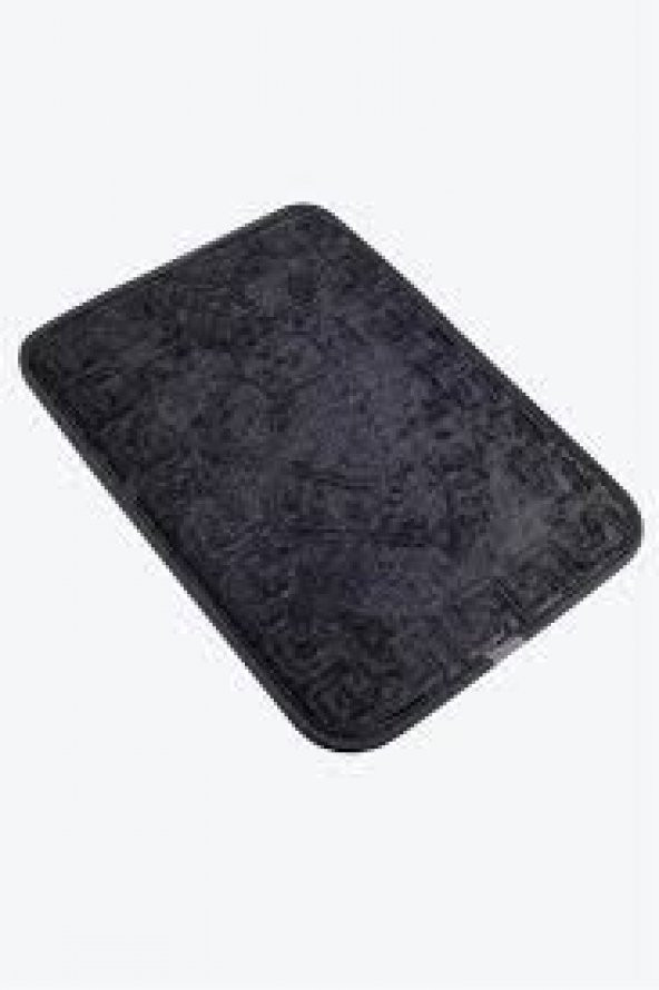 AYAK İZLİ KAYMAZ ÖZEL TABANLI BANYO PASPASI SİYAH MAKINA DAYIKANABİLİNİR 40X60CM BANYO LAVABO PASPAS - 2