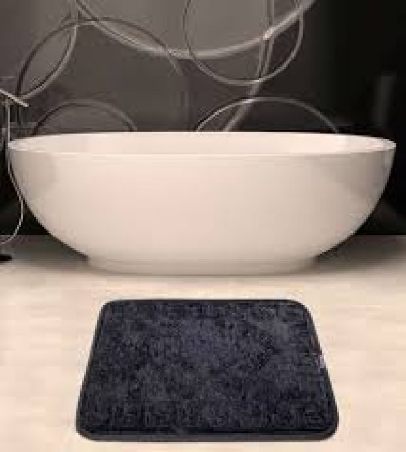 AYAK İZLİ KAYMAZ ÖZEL TABANLI BANYO PASPASI SİYAH MAKINA DAYIKANABİLİNİR 40X60CM BANYO LAVABO PASPAS - 4