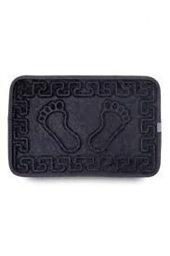 AYAK İZLİ KAYMAZ ÖZEL TABANLI BANYO PASPASI SİYAH MAKINA DAYIKANABİLİNİR 40X60CM BANYO LAVABO PASPAS - 5