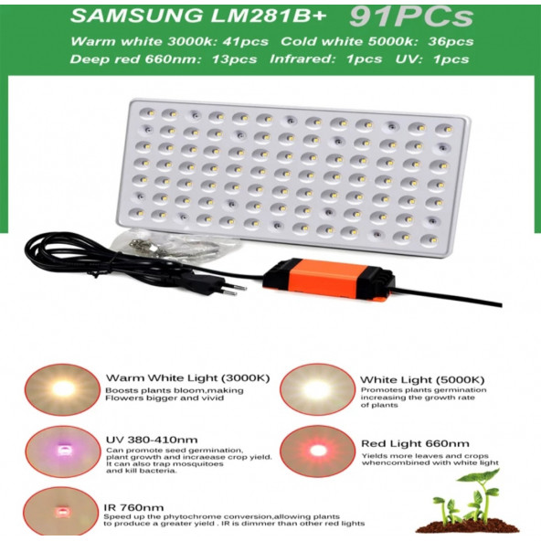 600W Samsung LM281B tam spektrumlu bitki led - 10
