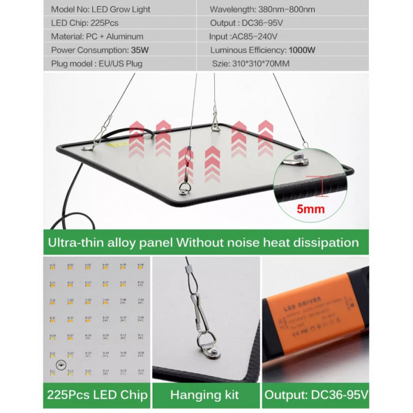1000W bitki yetiştirme led isik - 5