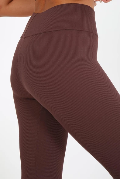 AuraFit ART-4102 Yüksek Bel Fitilli Toparlayıcı İnterlok Beli Kalın Lastikli Kadın Örme Tayt - 6