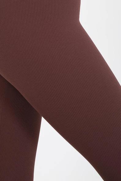 AuraFit ART-4102 Yüksek Bel Fitilli Toparlayıcı İnterlok Beli Kalın Lastikli Kadın Örme Tayt - 5